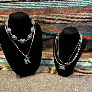 Turquoise and Silver Necklace Set